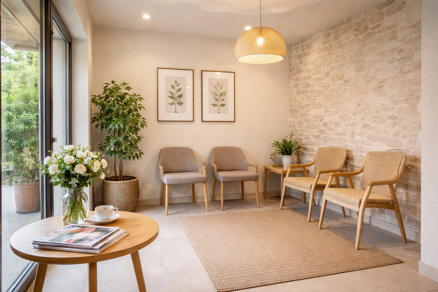 Physio Jussy - Espace d'accueil chaleureux du cabinet